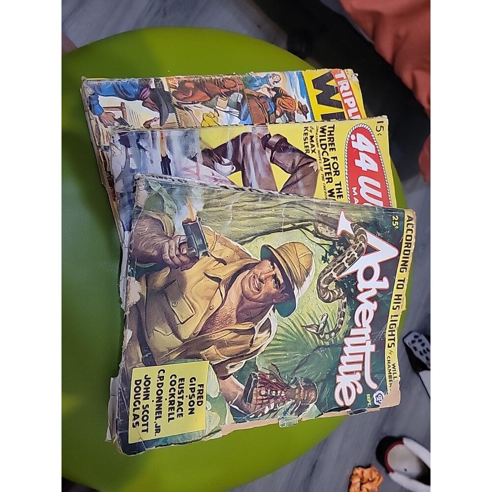 Lot Of 3 Vintage Books Magazines Adventure Western Triple